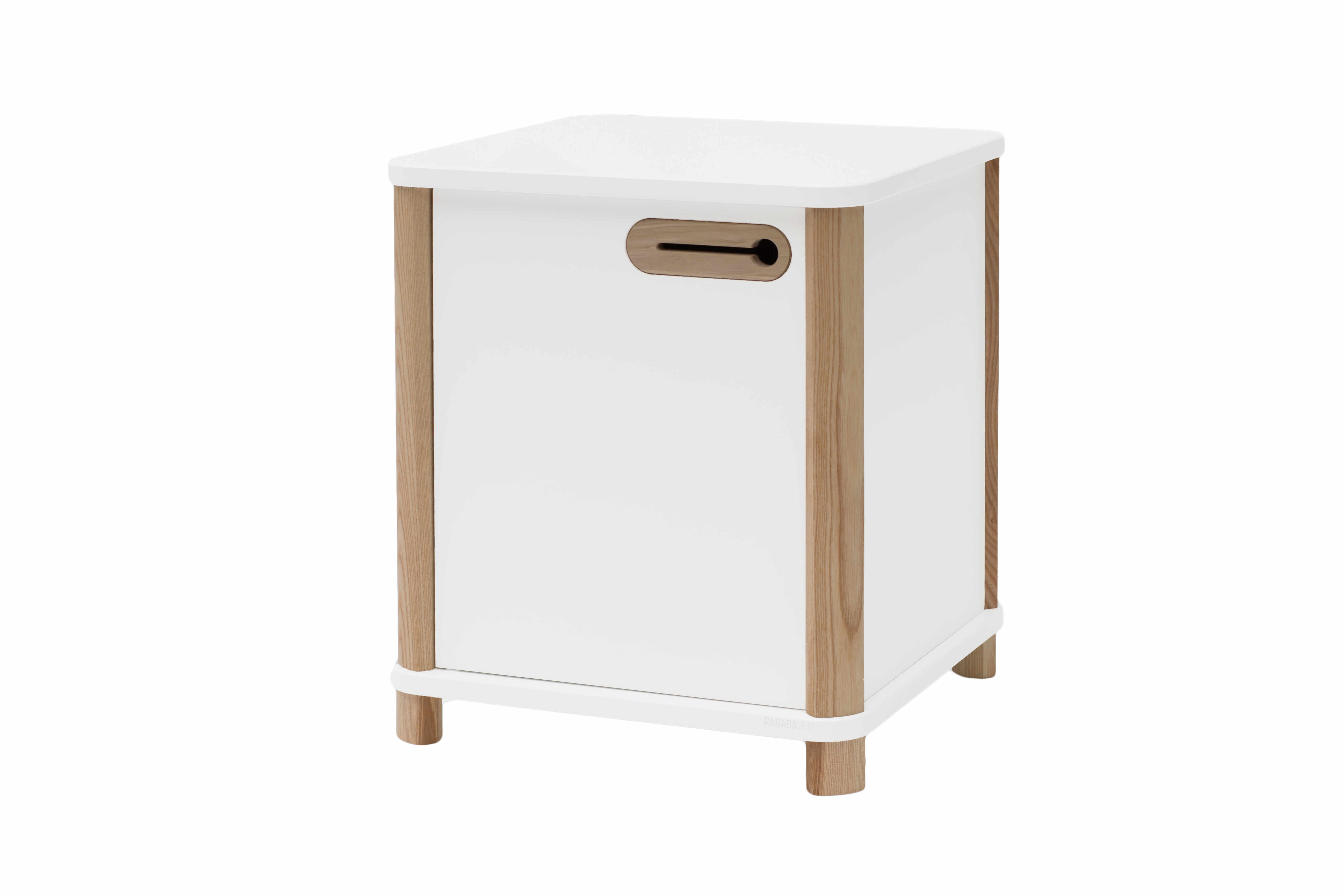 Cabinet din MDF si lemn de frasin, cu 1 usa Ashme White, l42xA42xH48 cm