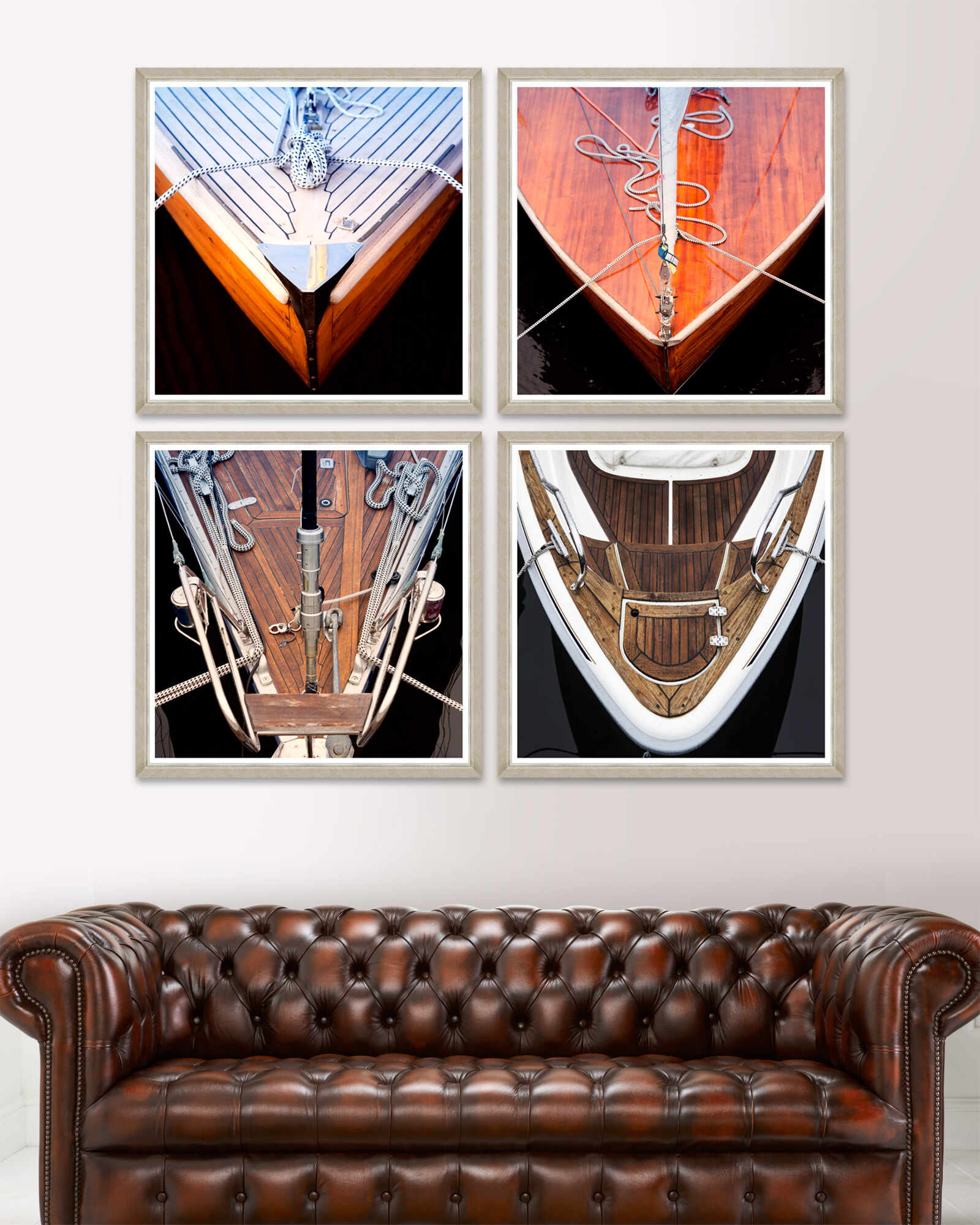 Tablou 4 piese Framed Art Wood Boat Fronts