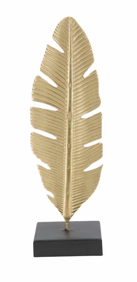 Decoratiune metalica cu suport lumanare Leaf A Auriu / Negru, l10xA10xH34 cm