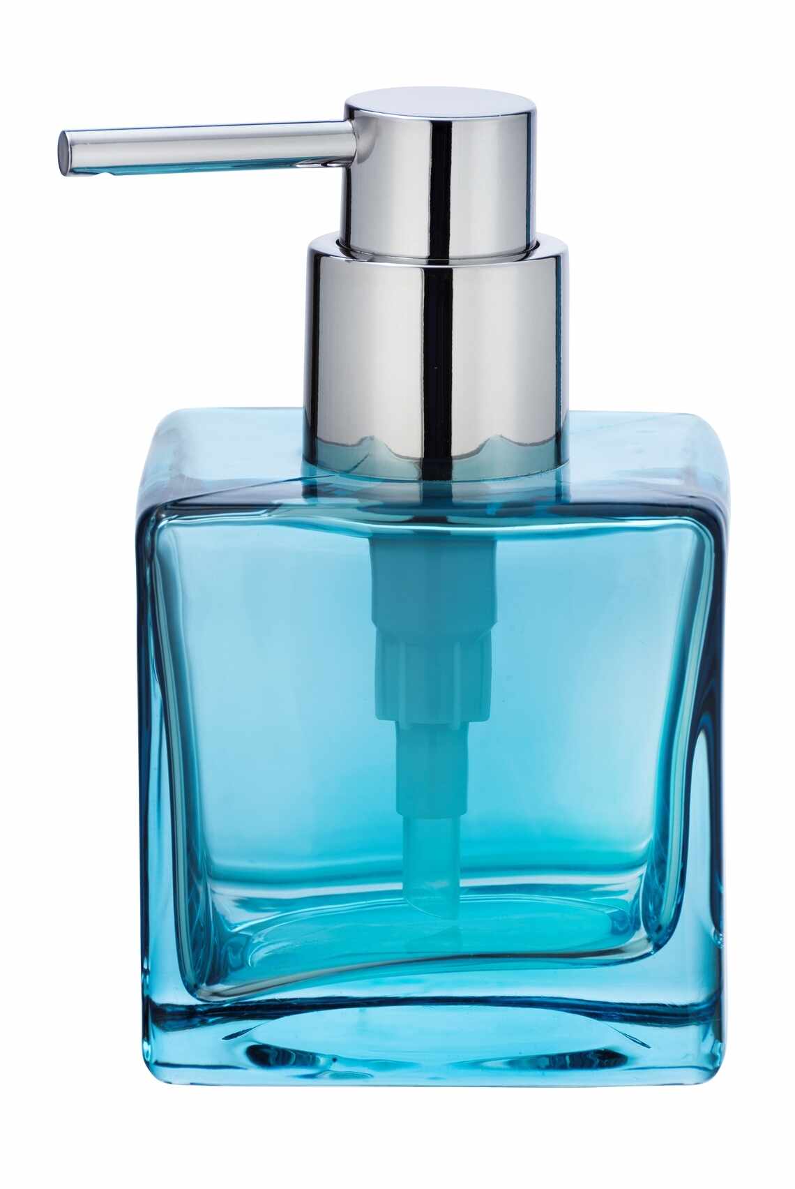 Dozator pentru sapun, din sticla, Lavit Bleu, L8xl8xH8,5 cm