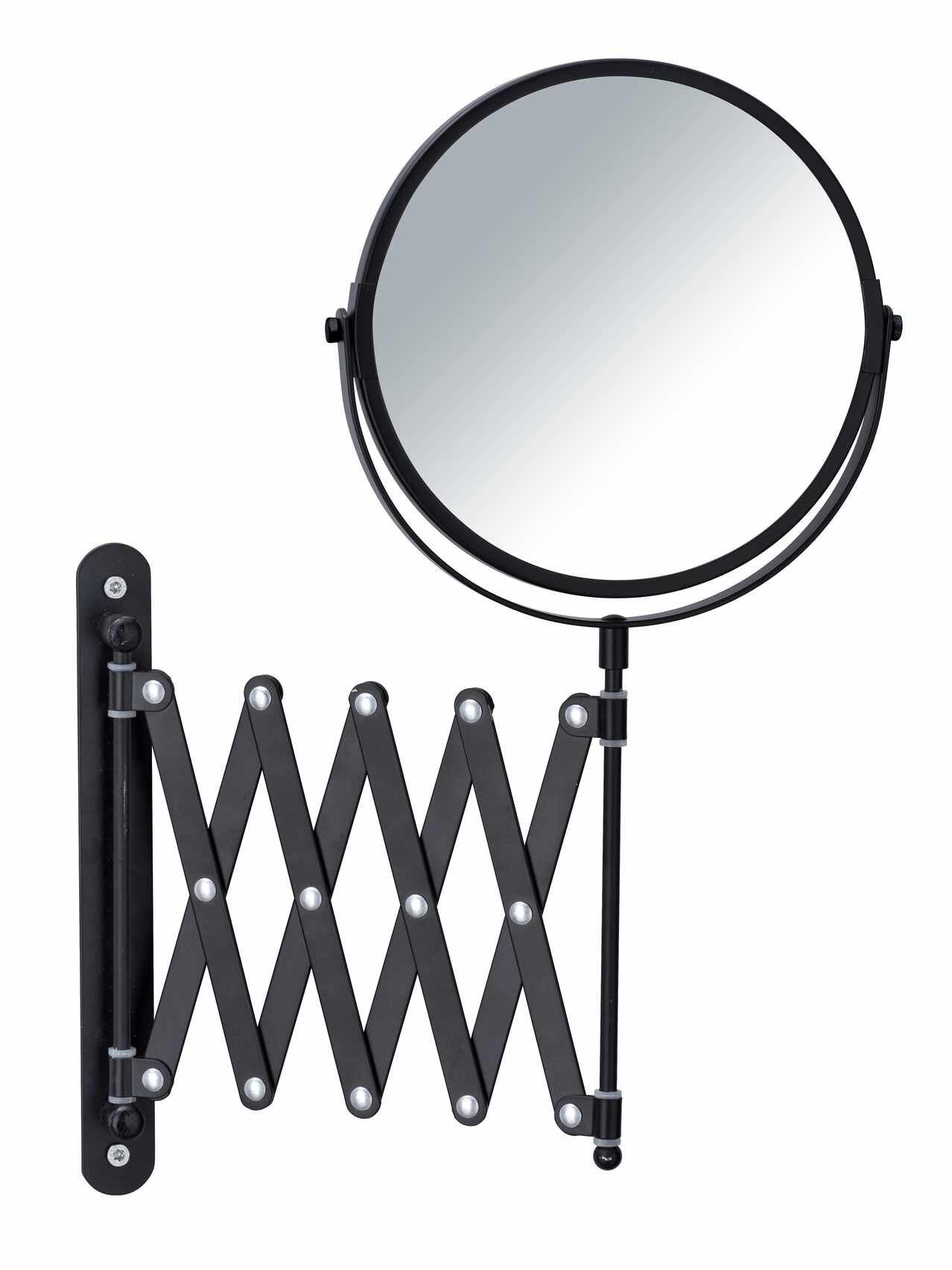 Oglinda cosmetica de perete, extensibila, Exclusiv Negru, Ø16xl19-50xH38,5 cm