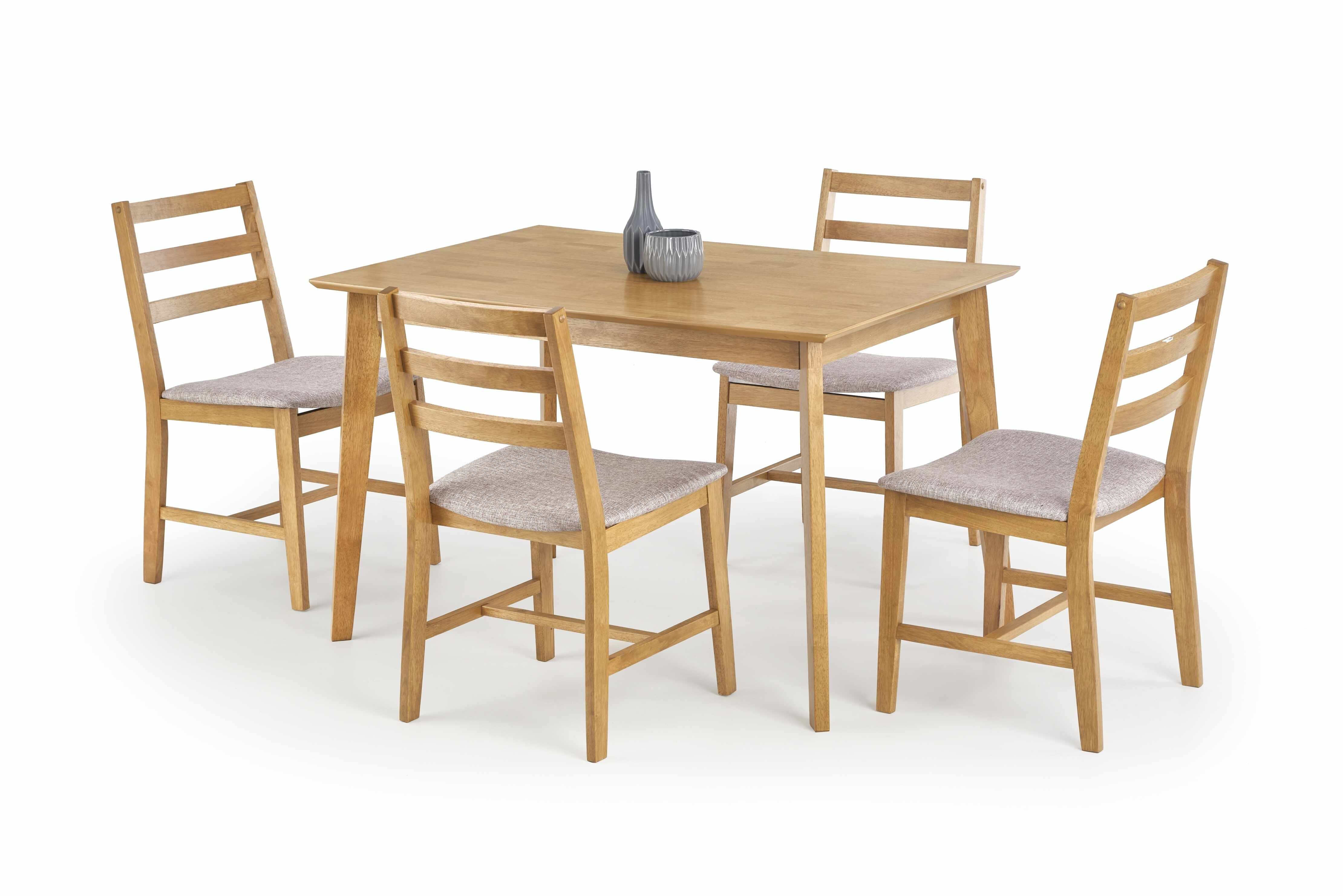 Set masa din lemn de cauciuc Cordoba Oak + 4 scaune Cordoba Oak, L120xl80xH75 cm
