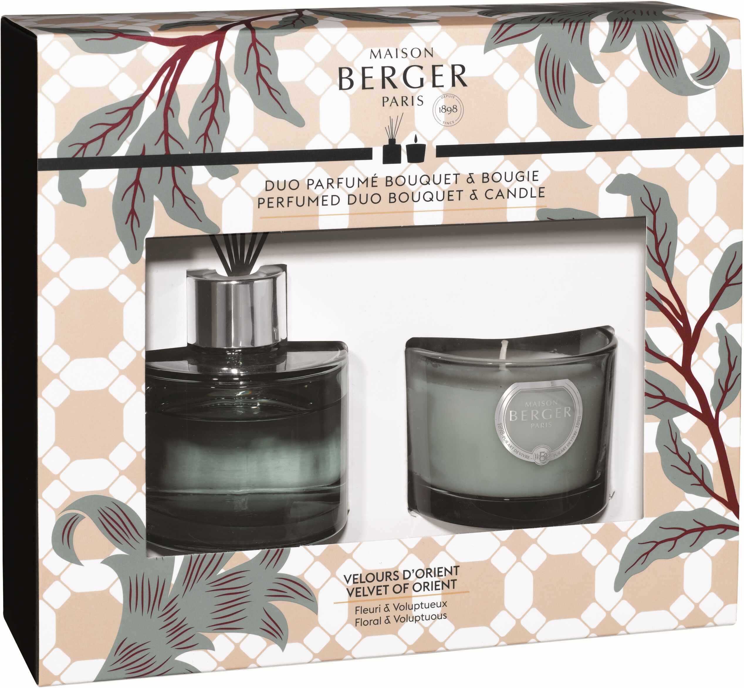 Set Berger Mini Duo Adagio Bouquet Parfume 80ml + lumanare parfumata Velvet of Orient 80g