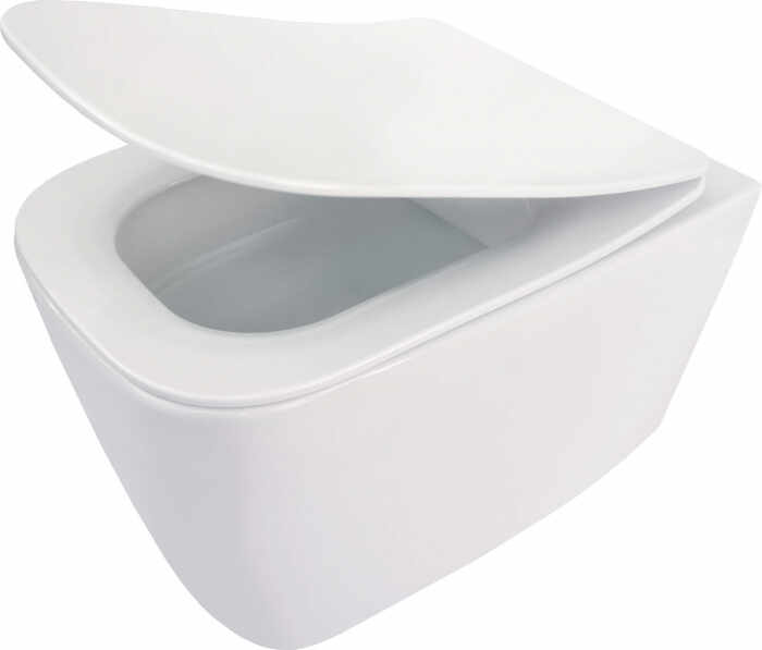 Set vas wc suspendat rimless dreptunghiular alb cu capac slim inclus Deante, Avis