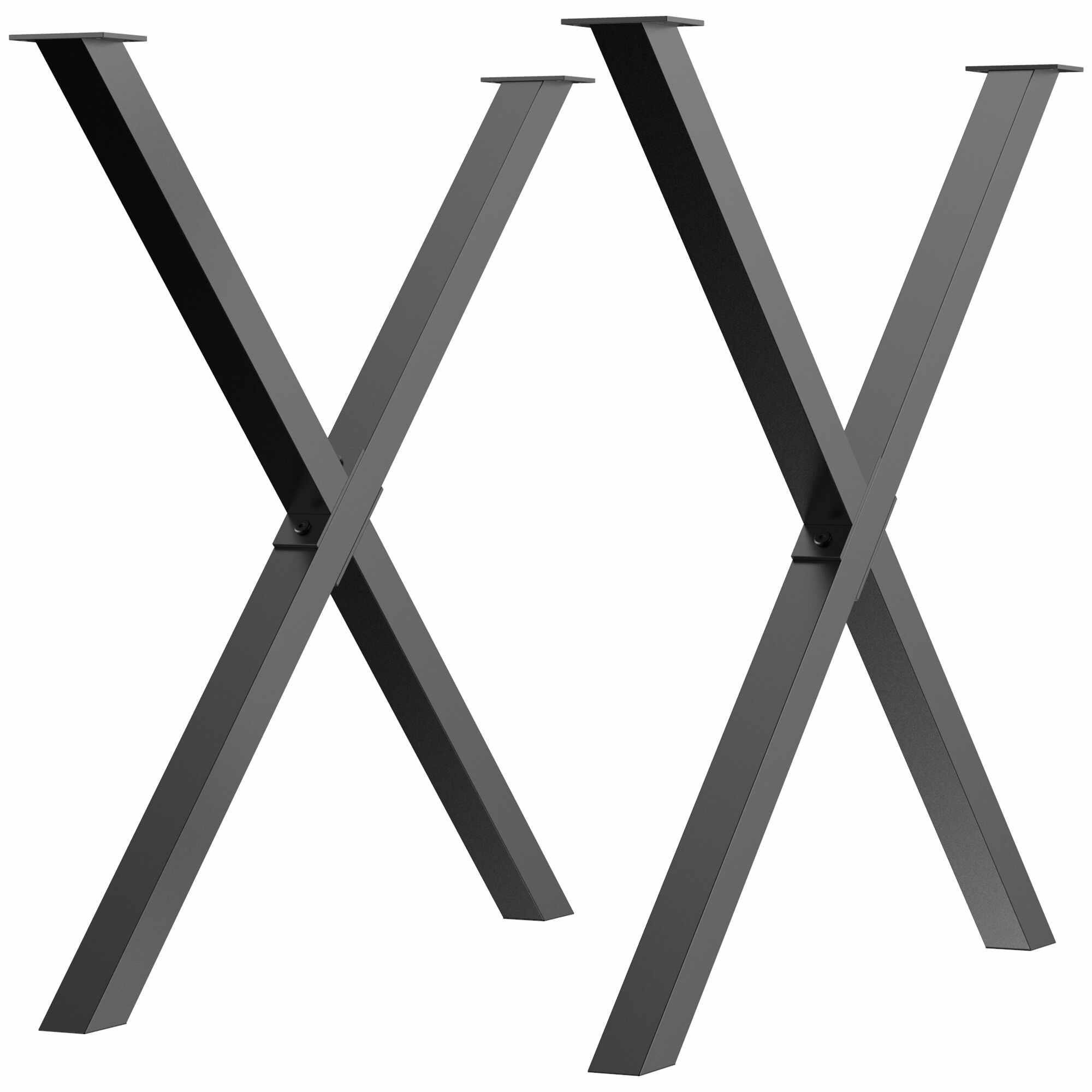 HOMCOM Set 2 picioare pentru masa, birou din otel in forma de X 80x4x72cm, negru