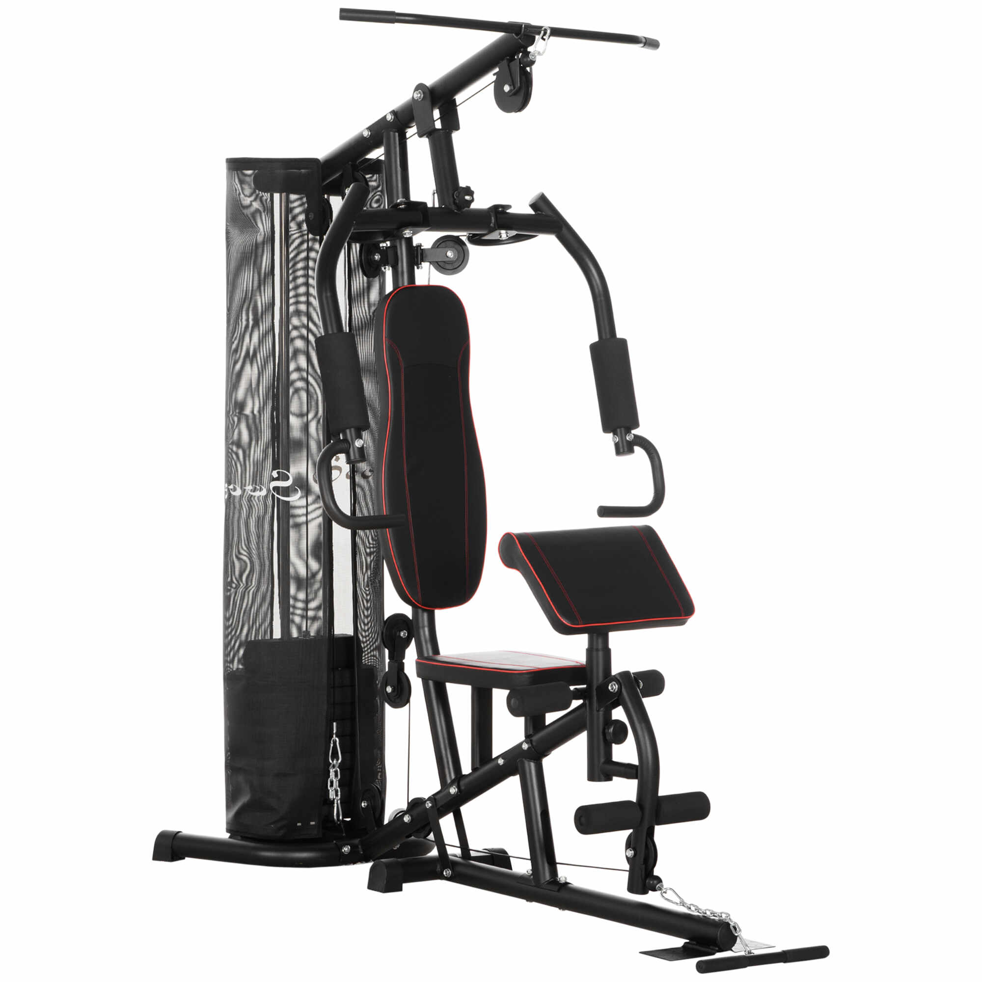 Statie de fitness HOMCOM cu greutati de otel de 4,5 kg, aparatul de gimnastica multifunctional pentru antrenament acasa, 170x104x205cm, negru