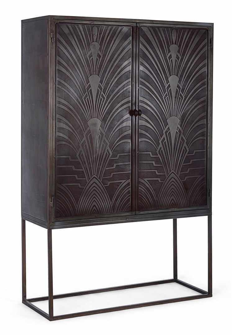 Cabinet din metal, cu 2 usi, Lanford Maro inchis, l107xA40xH170 cm