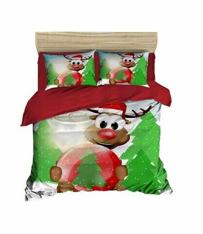 Lenjerie de pat dubla Reindee-412, Pearl Home, 4 piese, bumbac amestecat, multicolor