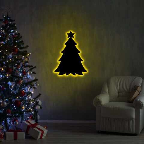 Lampa de perete Christmas Pine 2 , Neon Graph, 20x27 cm, galben