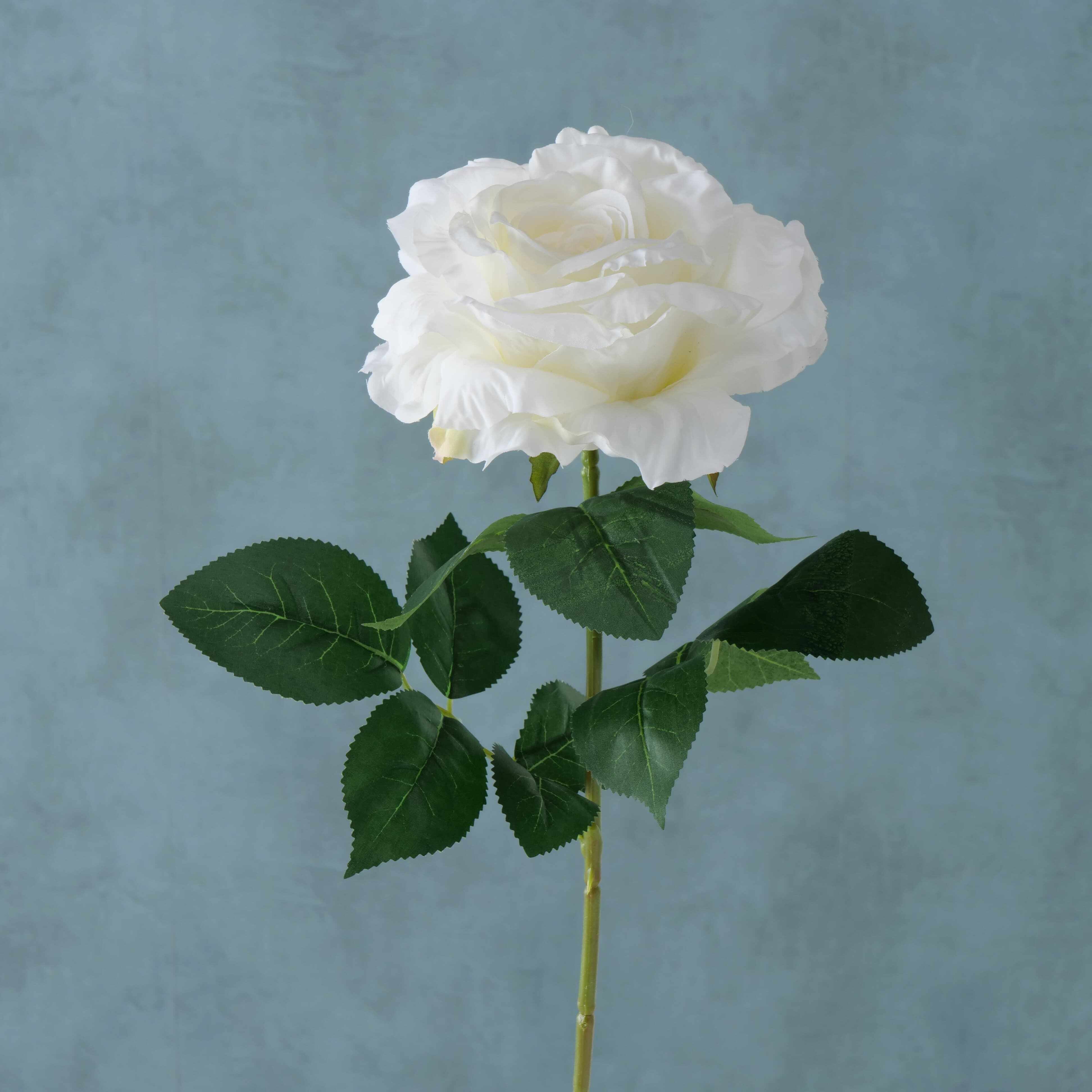 Fir floare artificiala Rose Alb / Verde, H78 cm