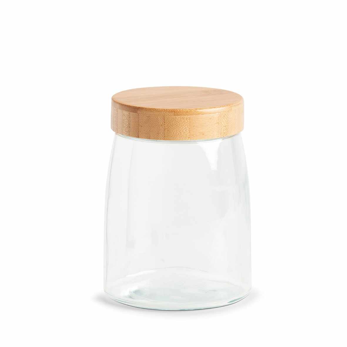 Recipient pentru depozitare cu capac, din sticla, Bamboo Medium Natural, 1300 ml, Ø12,5xH16,5 cm