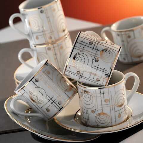 Set de cafea Kutahya Porselen, RU12KT4307042, 12 piese, portelan