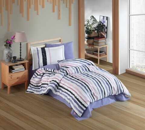 Lenjerie de pat pentru o persoana, 3 piese, 160x220 cm, 100% bumbac poplin, Hobby, Trend, albastru