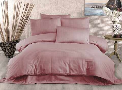 Lenjerie de pat pentru o persoana, 2 piese, 135x200 cm, 100% bumbac satinat, Whitney, Lilyum, roz pudra