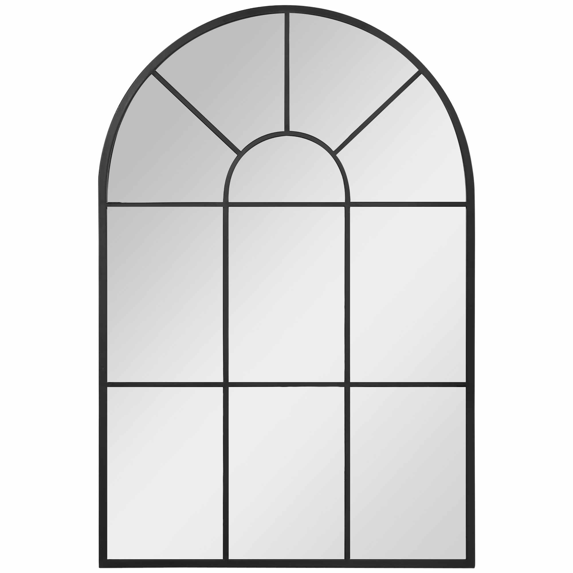 HOMCOM Oglinda de perete moderna arcuita, 91 x 60 cm oglinzi fereastra pentru living, dormitor, negru | AOSOM RO 