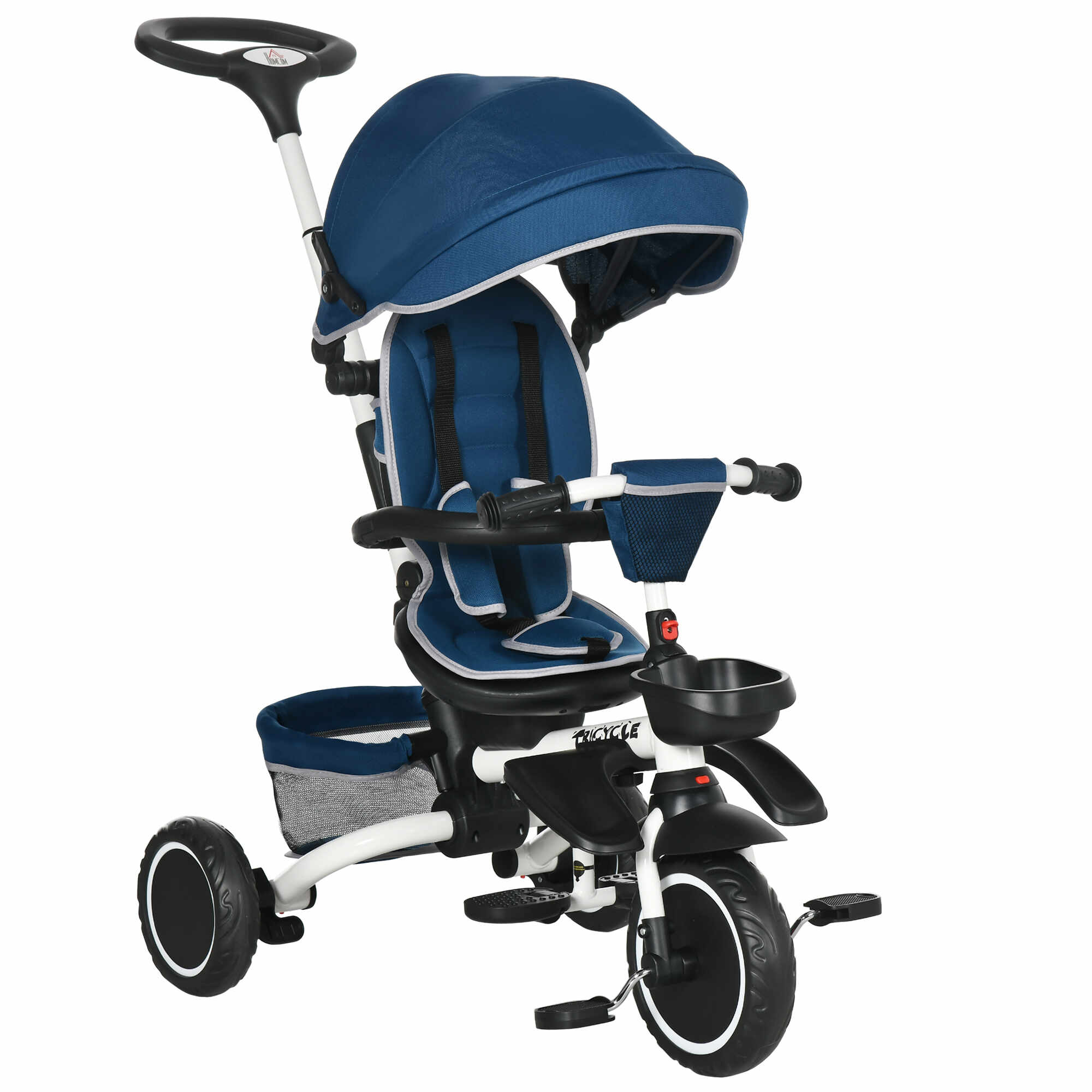 HOMCOM Tricicleta 7 in 1 pentru copii, Tricicleta pentru copii cu scaun rotativ, maner de impingere reglabil | AOSOM RO