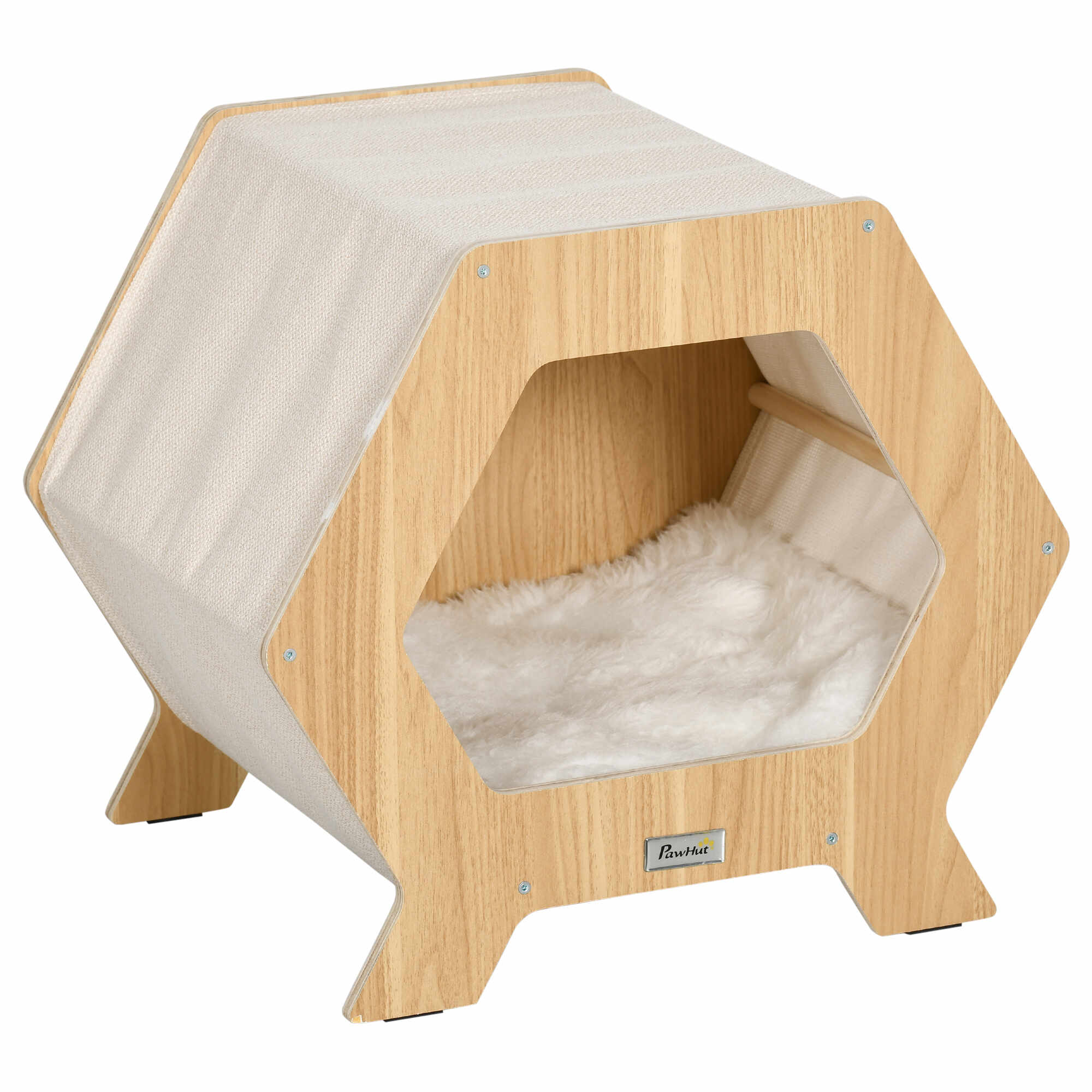 PawHut Casa moderna pentru pisici , pat inaltat pentru pisici, adapost pentru pisici de interior, cu perna moale | AOSOM RO