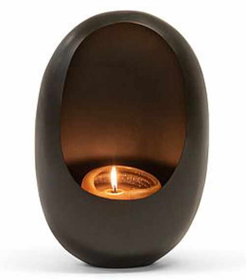 Suport lumanare Deko Senso Standing Egg 25x15x38cm metal zinc - auriu antichizat