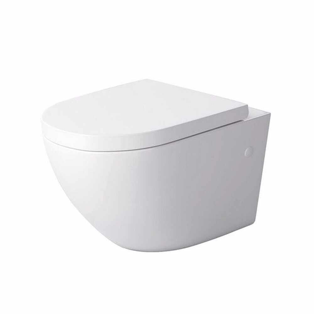 Set vas wc suspendat Massi Decos rimless cu capac softclose alb