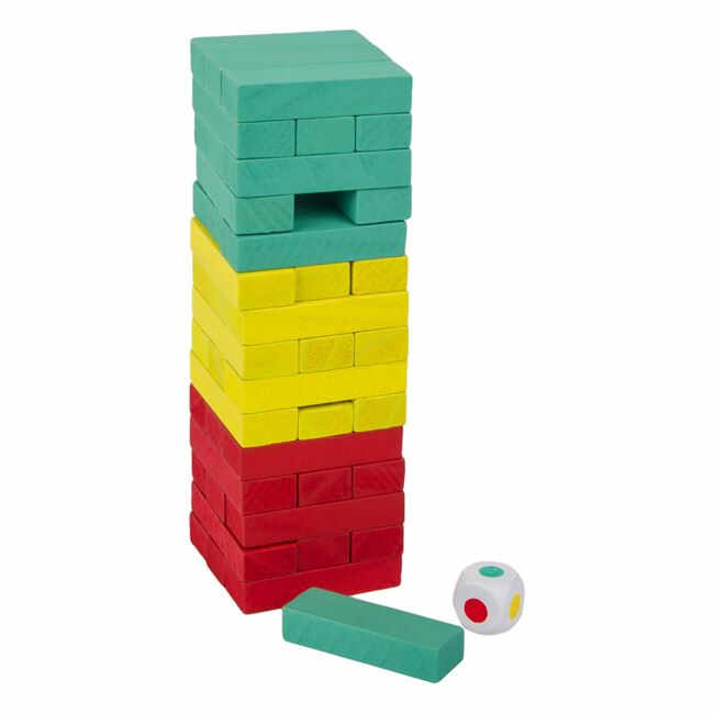 Joc cu cuburi din lemn, colorate, pentru copii, +6ani, Multicolor