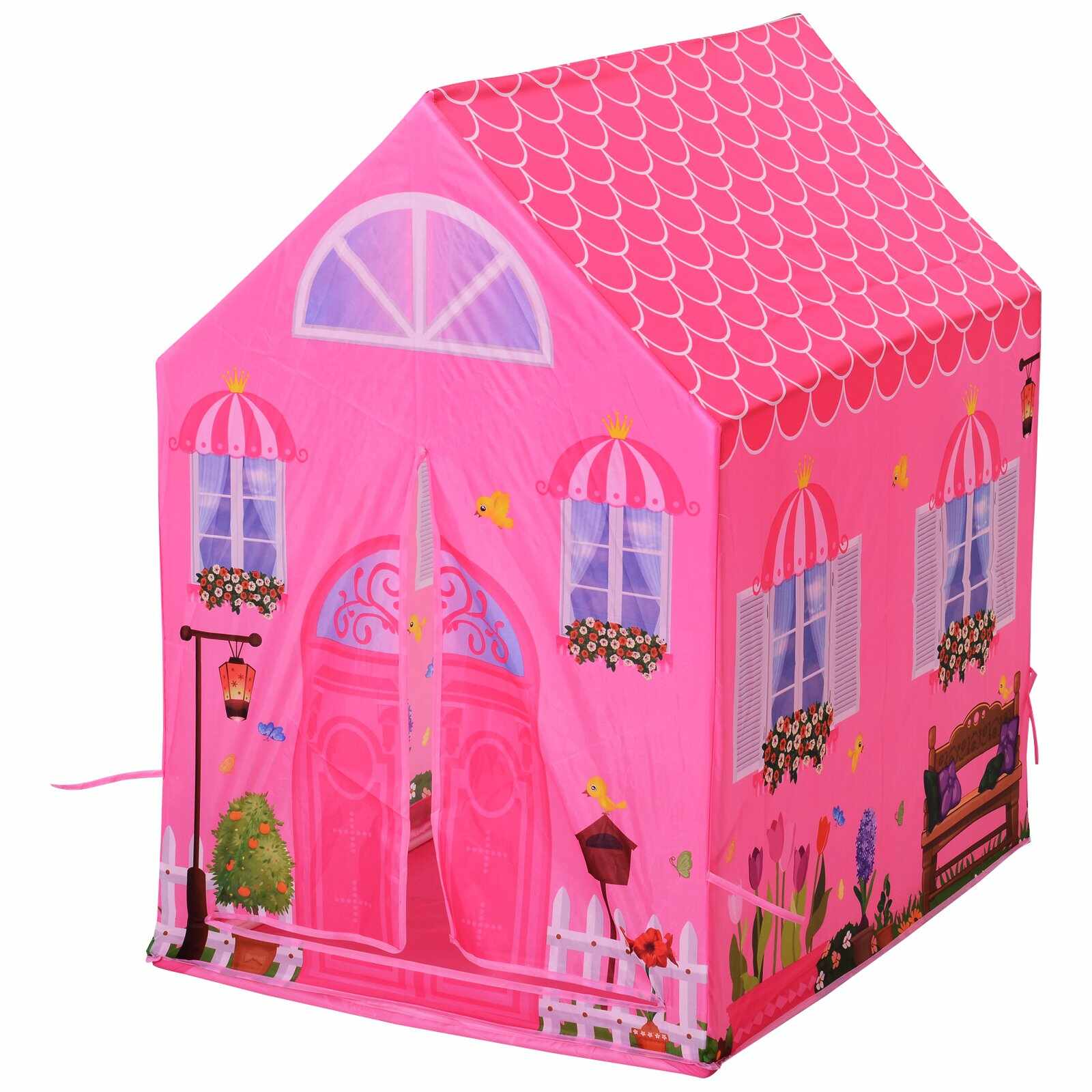 Homcom Cort Princess Play pentru Fete de peste 3 ani pentru Interior si Exterior Roz 93 x 69 x 103 cm
