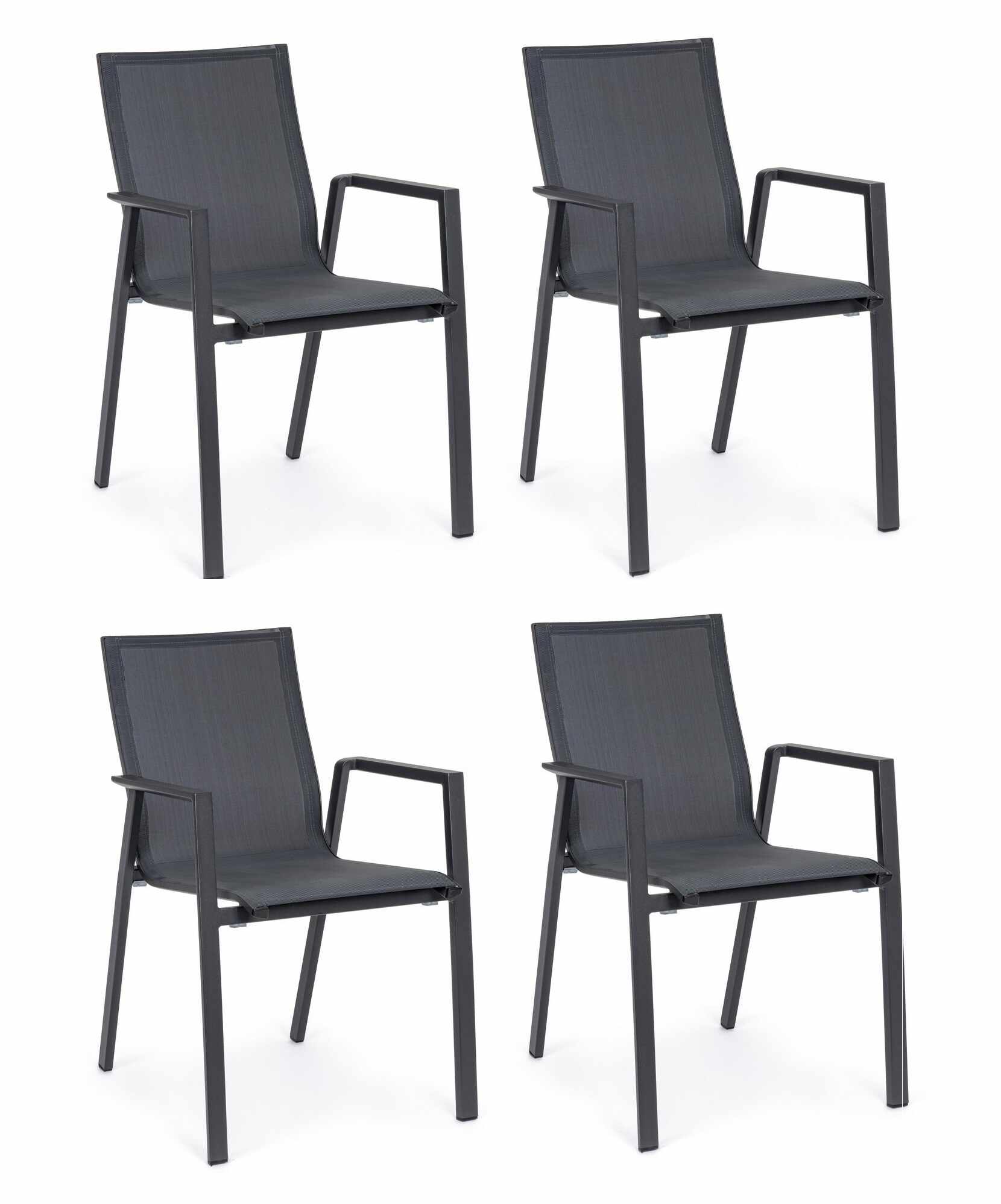 Set 4 scaune de gradina / terasa din metal si material textil, Krion Antracit, l56xA61,5xH88 cm
