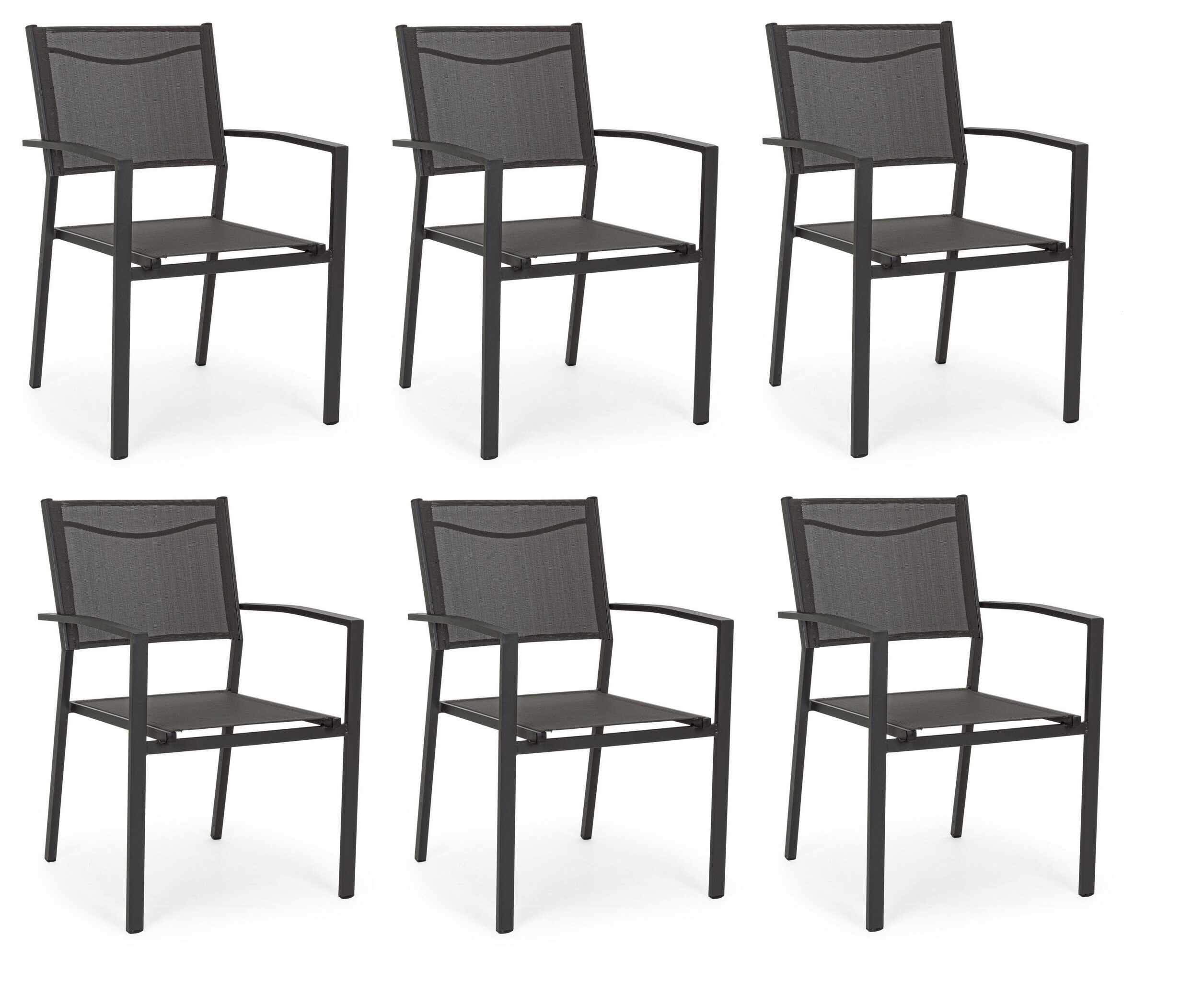 Set 6 scaune de gradina / terasa din metal si material textil, Hilde I Antracit, l57xA60xH88 cm