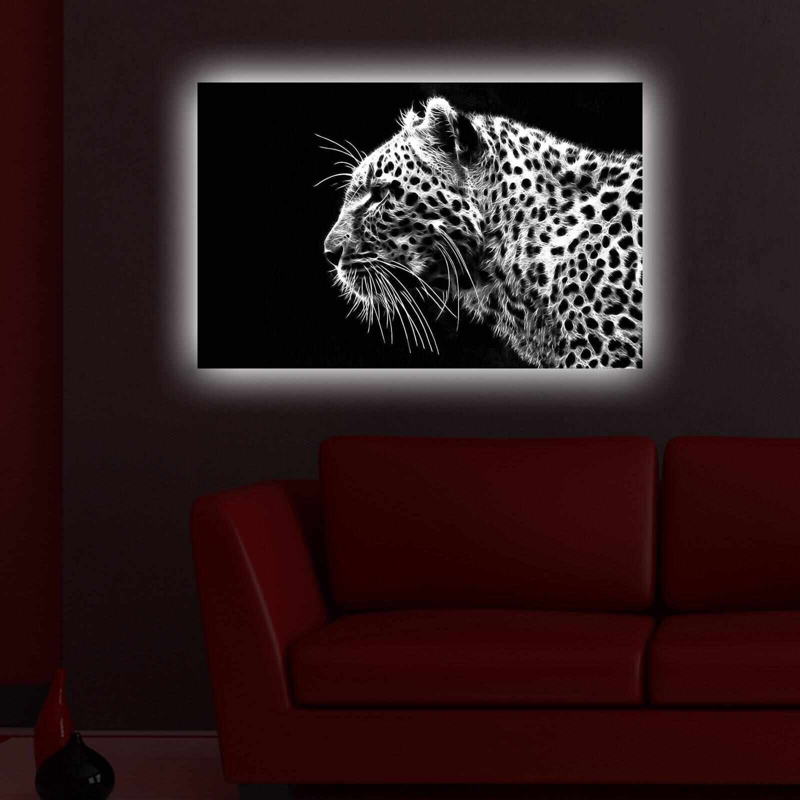 Tablou Canvas Led, Tiger 4570DACT-44 Negru / Alb, 70 x 45 cm