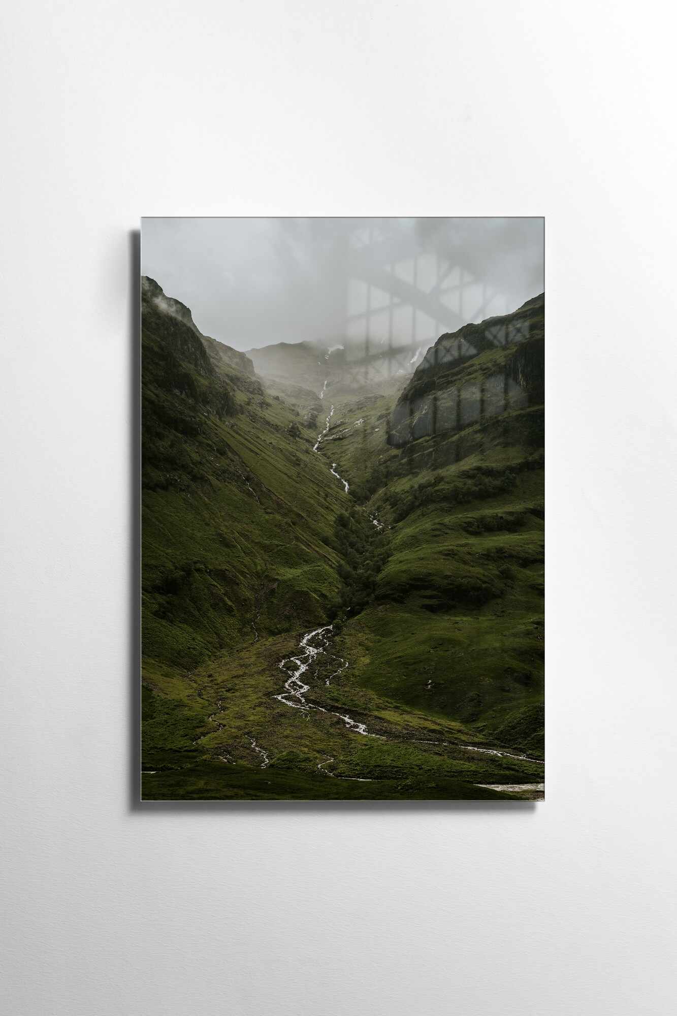 Tablou Sticla Mountain River 1162 Verde, 30 x 45 cm