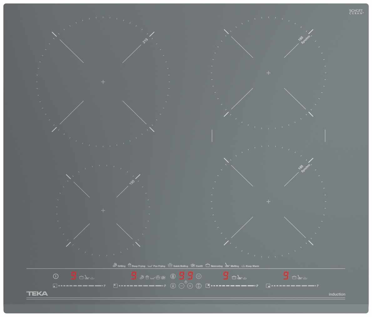 Plita inductie incorporabila Teka IZC 64630 cu 4 zone 60cm MultiSlider Touch Control Stone Grey