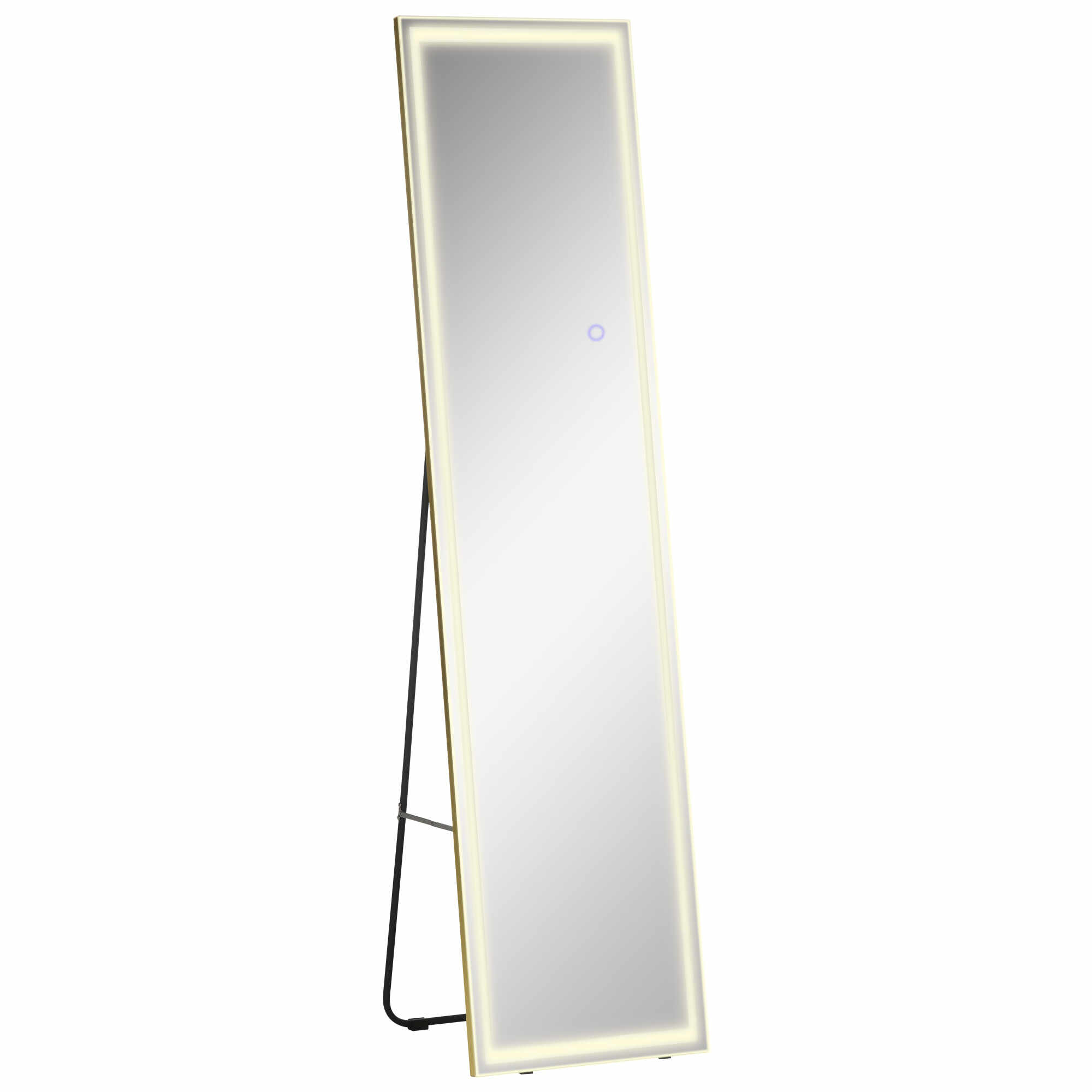 HOMCOM Oglinda de sine statatoare cu suport si lumina LED reglabila, oglinda de perete | AOSOM RO