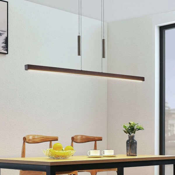 Lustra tip pendul Tamlin, LED, lemn/metal, maro inchis, 140 x 210 cm