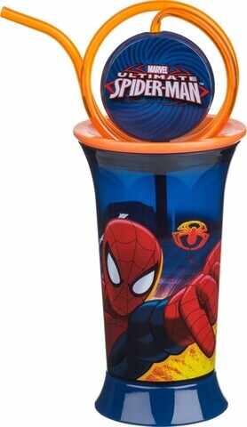 Recipient apa Spiderman, Marvel, 300 ml, plastic, albastru