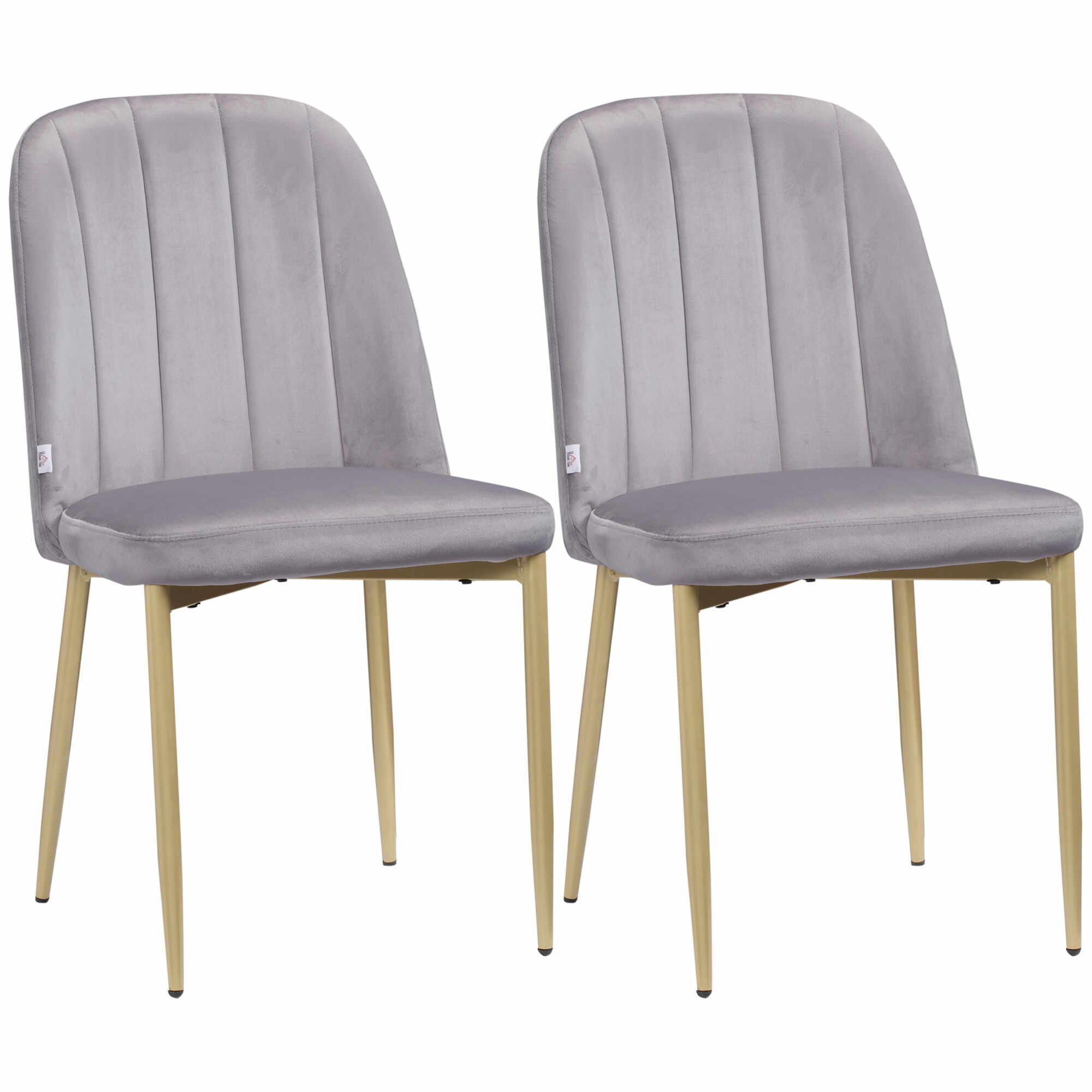 HOMCOM Set de 2 scaune de masa din catifea, scaune de bucatarie fara brate cu picioare din otel pentru living, sufragerie, dormitor | AOSOM RO