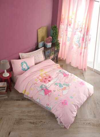 Lenjerie de pat pentru o persoana, Eponj Home, Unicorn Dreams 143EPJ04325, 2 piese, amestec bumbac, multicolor