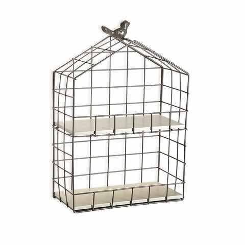Raft de perete Bird Cage, Versa, 23.5x11.5x35 cm, metal