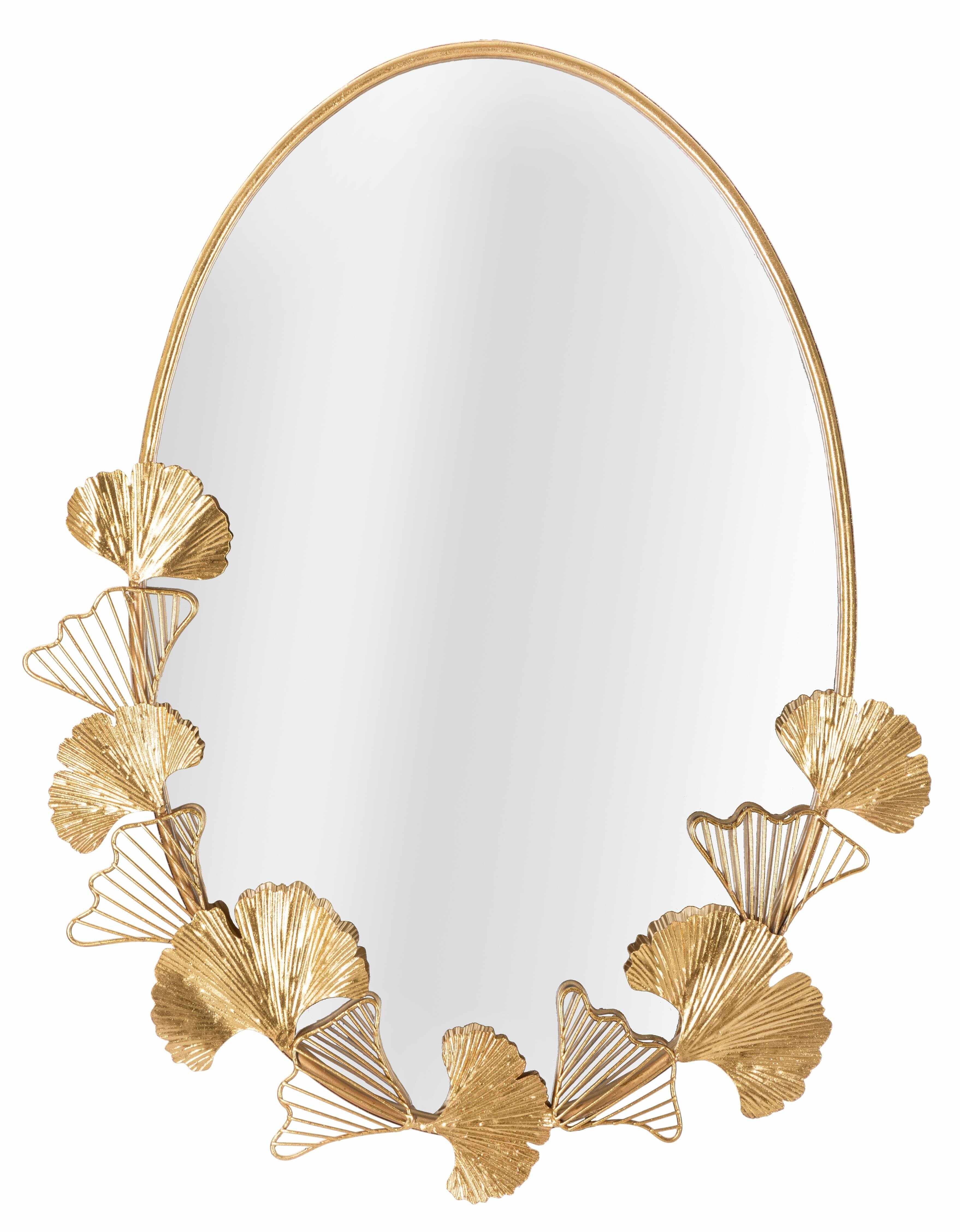 Oglinda decorativa cu rama metalica Little Leaf Auriu, l61,5xH78 cm