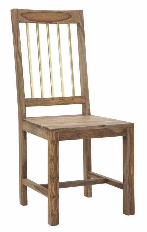 Set 2 scaune din lemn de Sheesham si metal Elegant Natural, l45xA50xH100 cm