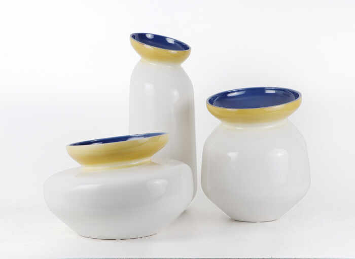 Set 3 vaze HERITAGE, ceramica, alb, 41 34 7.5 cm