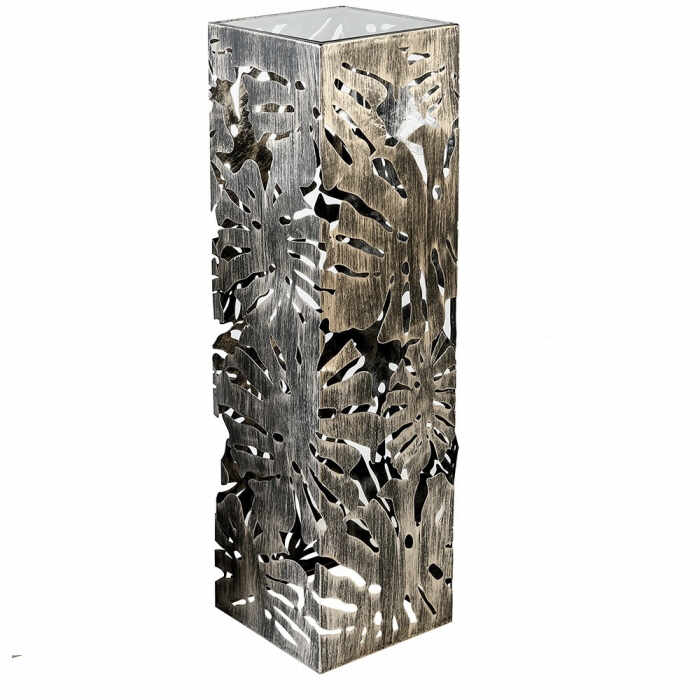 Consola Flora metal sticla, auriu antichizat, 27x27x100 cm