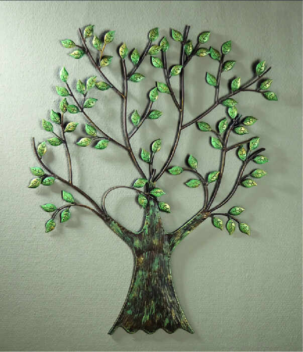 Decoratiune de perete GREEN TREE, metal, 76x64 cm