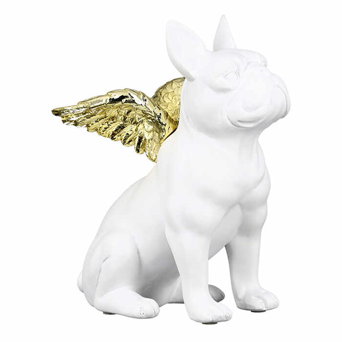 Decoratiune Flying Bulli rasina, alb auriu, 16x9x12 cm