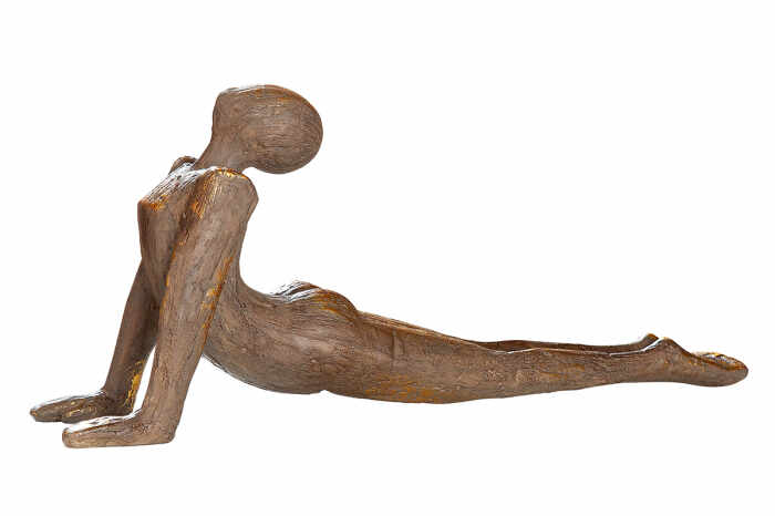 Decoratiune Yoga-Woman, rasina, maro auriu, 39x8x17,5 cm