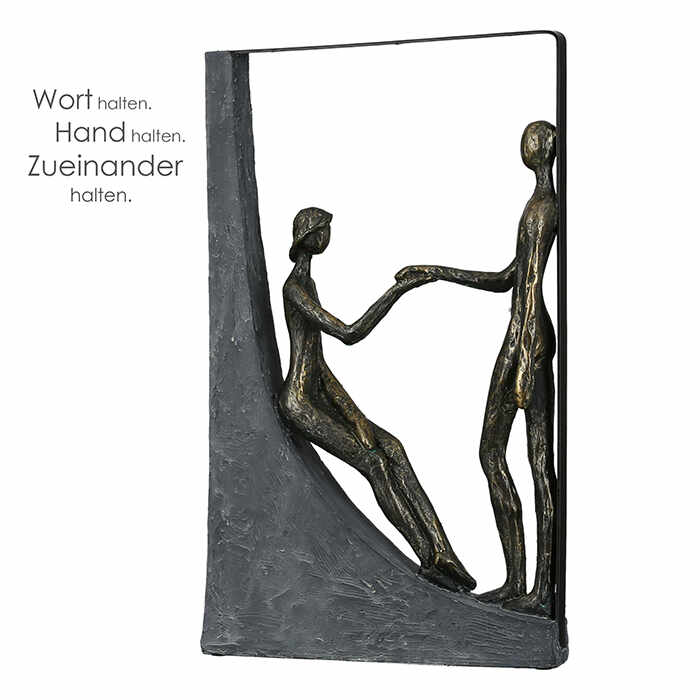 Figurina holding hands, rasina, bronz, 37x22x6.5 cm