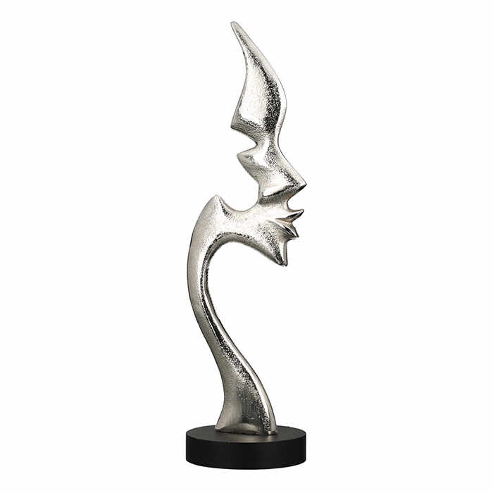 Figurina Kiss me, argintiu, lemn aluminiu, inaltime 43 cm