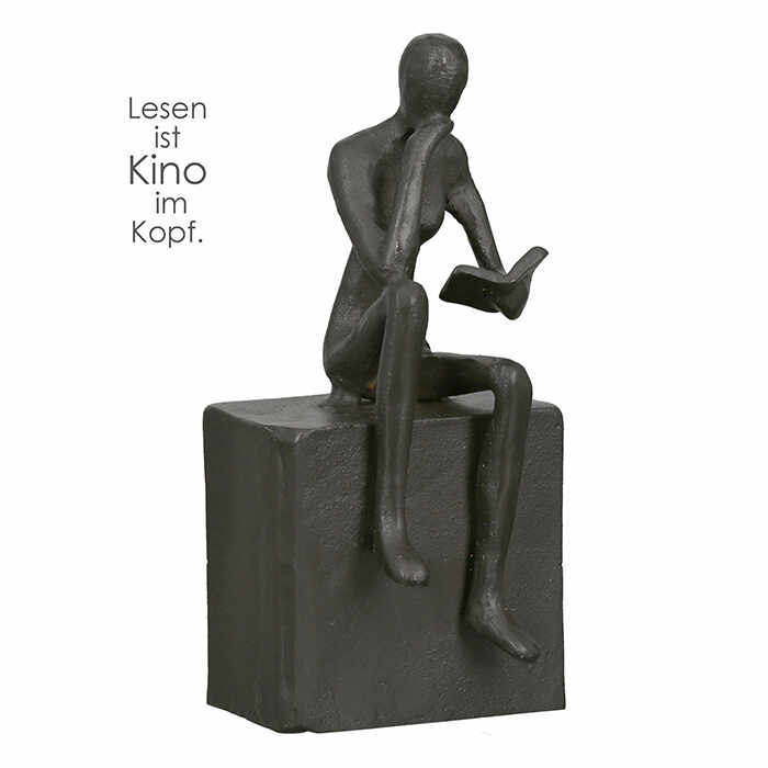 Figurina suport carti Readable, rasina, bronz, 16x6.5x6 cm
