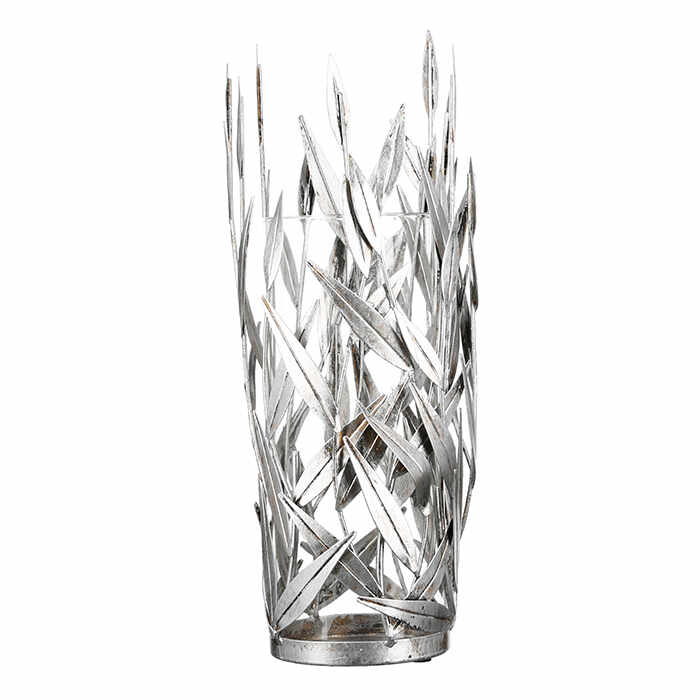 Suport lumanare Twigs metalic, argintiu, 50x13 cm