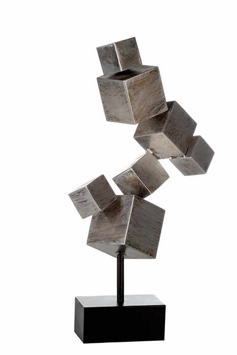 Decoratiune Cubes, metal, argintiu negru, 14x27x56 cm