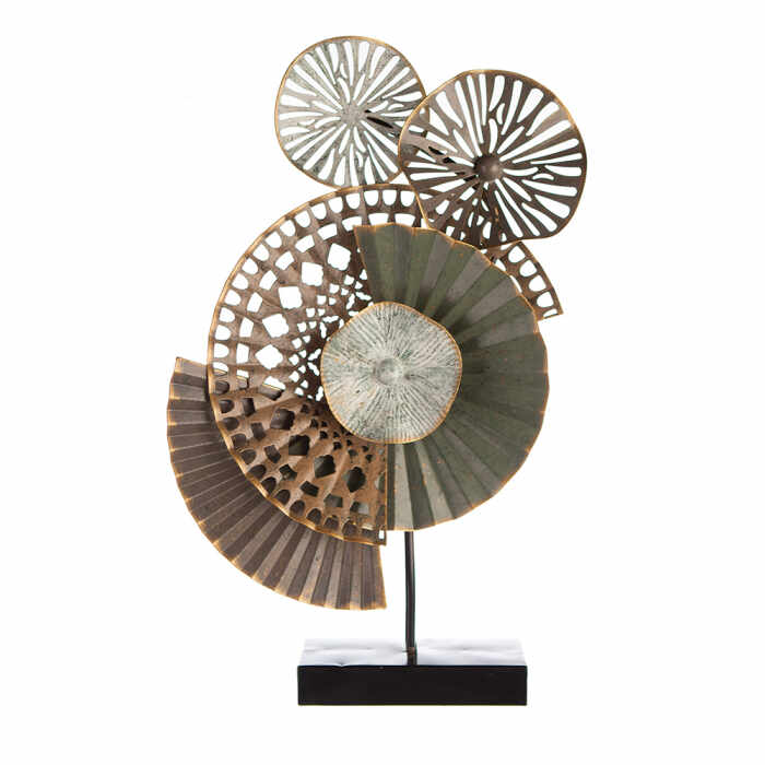 Decoratiune Fan, metal, multicolor, 9.5x33x52 cm