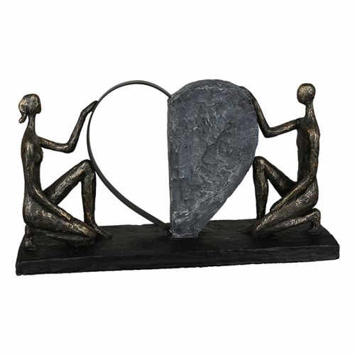 Figurina Affair of the heart, rasina, bronz gri, 10x38x21 cm